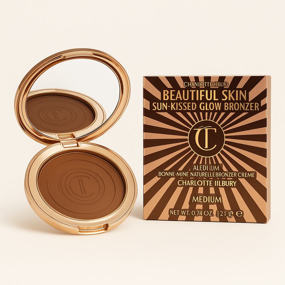 Charlotte Tilbury Beautiful Skin Sun-Kissed Glow Bronzer – Medium | Creamy Matte